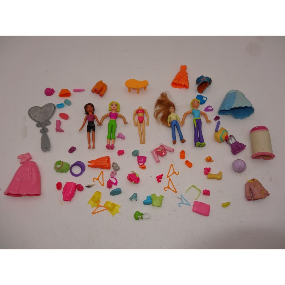 Polly Pocket Doll and Fashion Clothes Accessories Lot Early 2000s Mattel Vintage